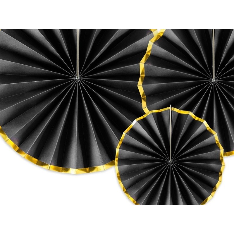 Rosace en Papier décorative Or et Noir 3 pièces