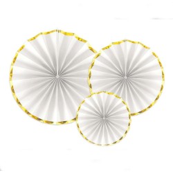 Rosace en Papier décorative Or et Blanc 3 pièces