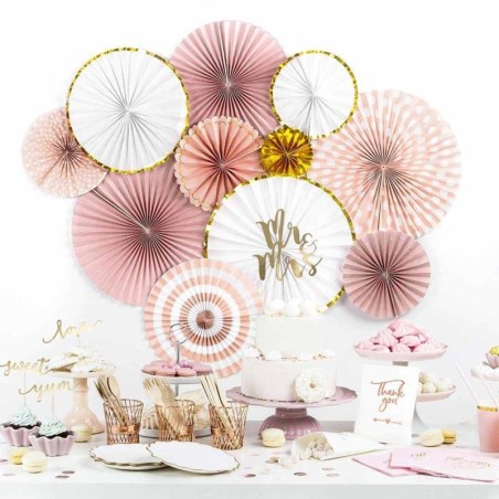 Rosace en Papier décorative Or et Blanc 3 pièces