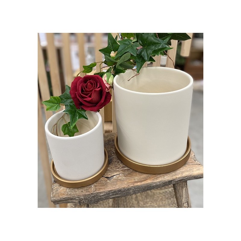 Cache Céramique Blanc 17cm | Déco fleuristes | Grossiste Fleuriste
