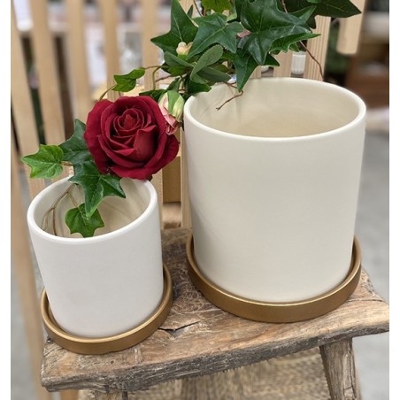 Cache Céramique Blanc 17cm | Déco fleuristes | Grossiste Fleuriste