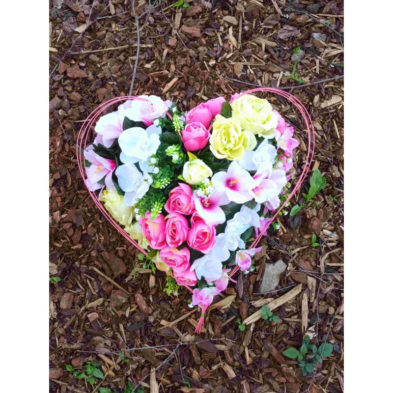 Coeur de fleurs artificielles | Grossiste fleuriste | Fait main France