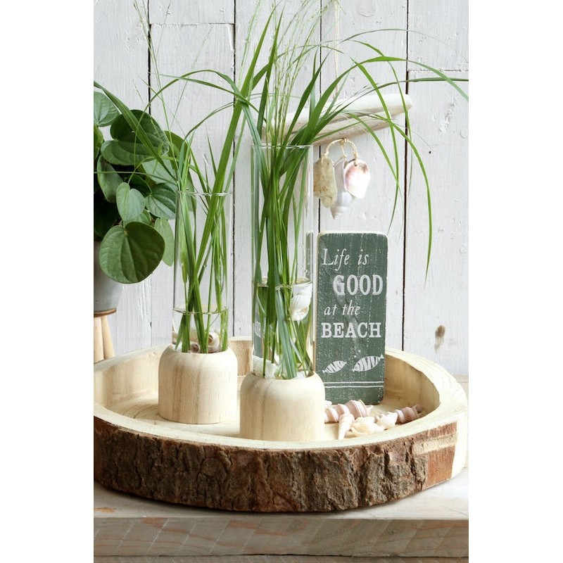 Soliflore Verre avec Socle Bois | Grossiste Fleuriste | Qualité Prix