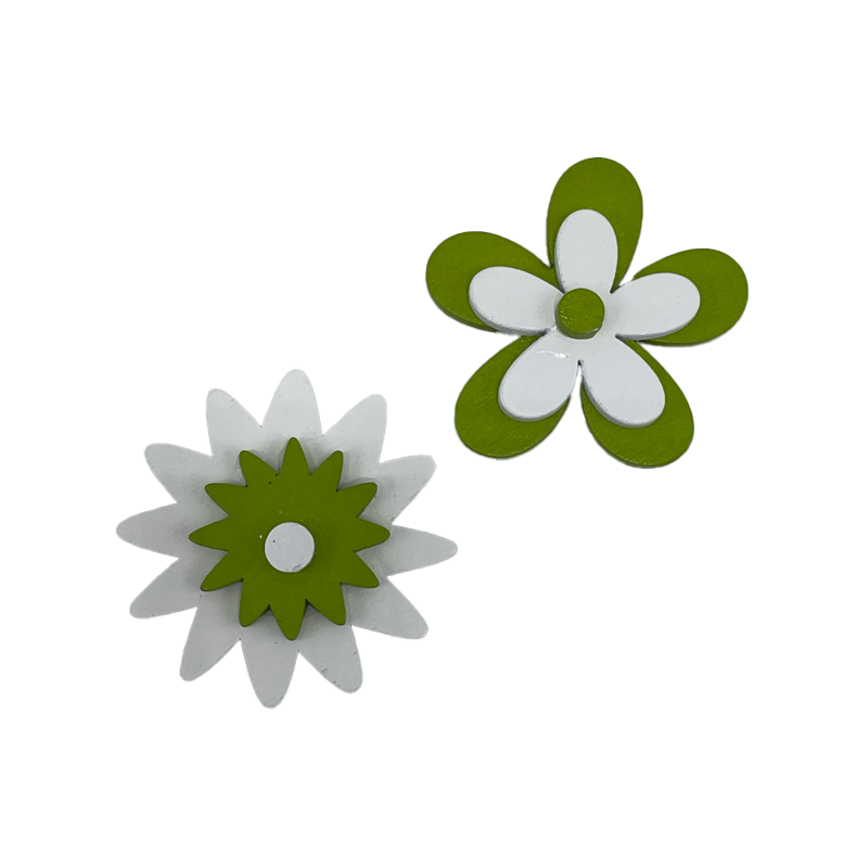 Sachet de 12 fleurs vertes autocollantes