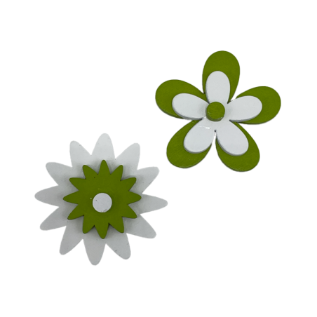 Sachet de 12 fleurs vertes autocollantes