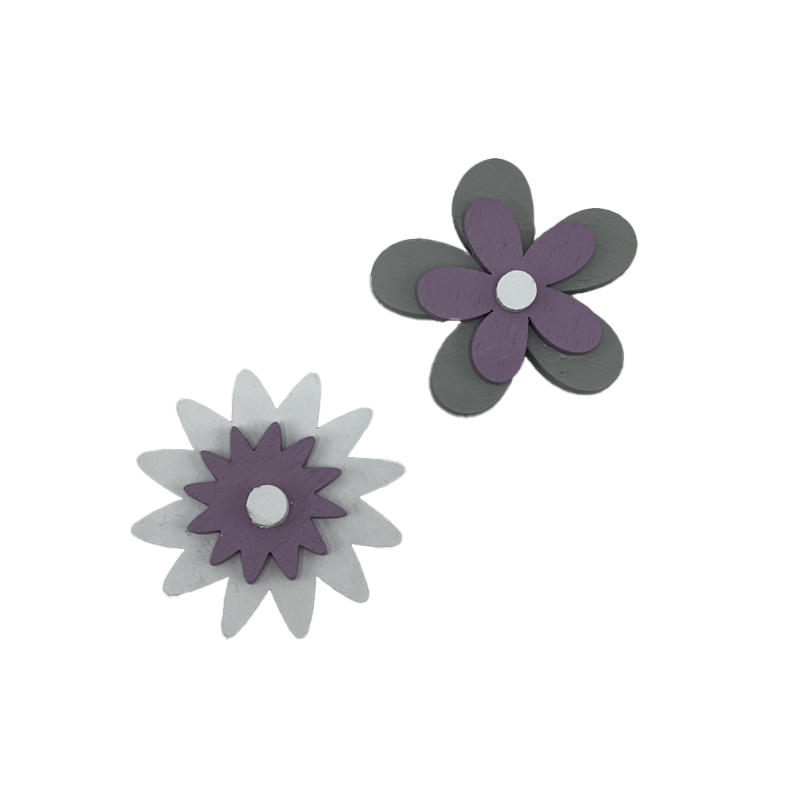 Sachet de 12 fleurs coloris parme autocollantes