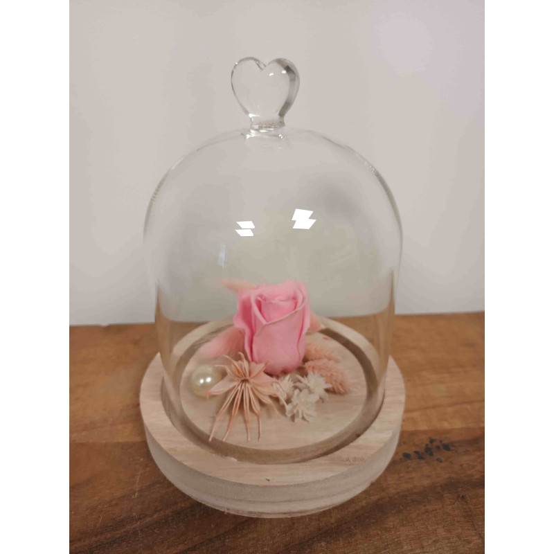 Cloche Petite Rose Eternelle  | Fournisseur Verrerie | Qualité Prix