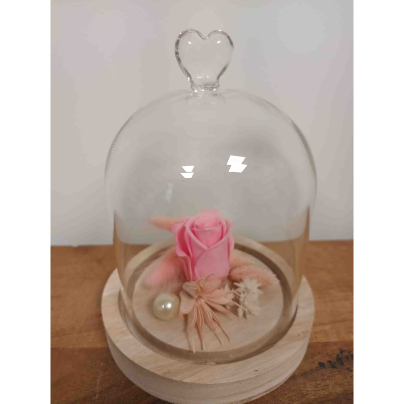 Cloche Petite Rose Eternelle  | Fournisseur Verrerie | Qualité Prix