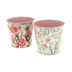 Seau métal avec fleurs | Pot à fleurs  | Pot de fleurs