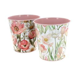 Seau métal avec fleurs | Pot à fleurs  | Pot de fleurs