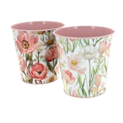 Seau métal avec fleurs | Pot à fleurs  | Pot de fleurs