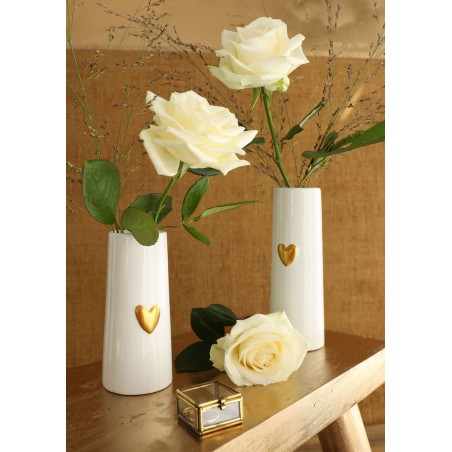 Vase Blanc Céramique Coeur | Grossiste Fleuriste | Pas cher