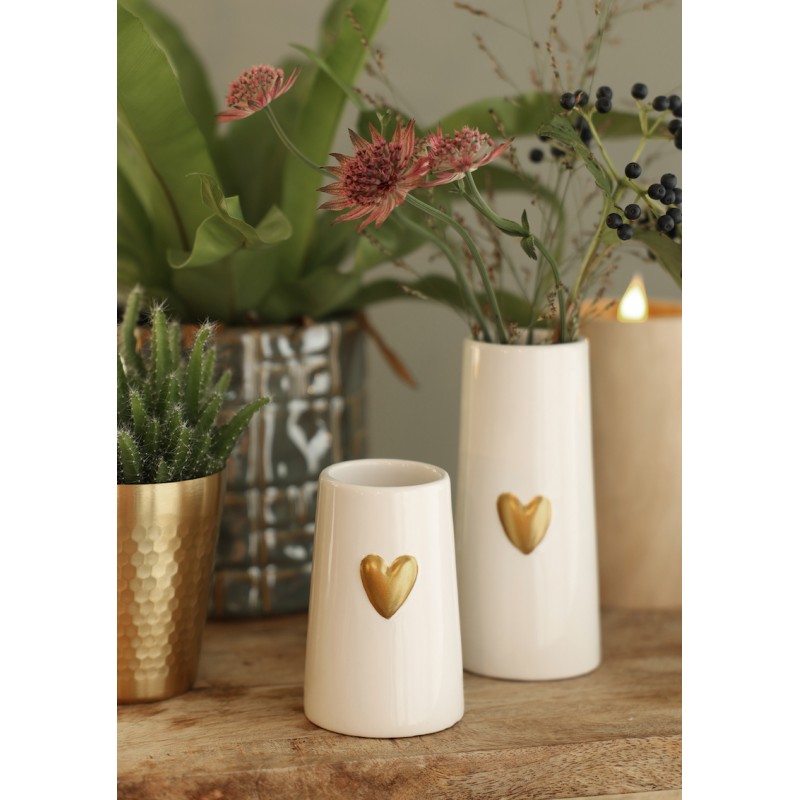 Vase Blanc Céramique Coeur | Grossiste Fleuriste | Pas cher