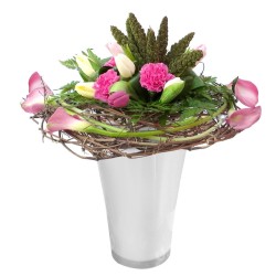 Composition florale dans un vase Fizzy blanc
