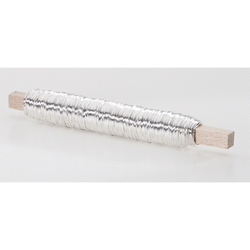 Fil Laiton Argent sur Bâtonnet en Bois 0,50mm 100g