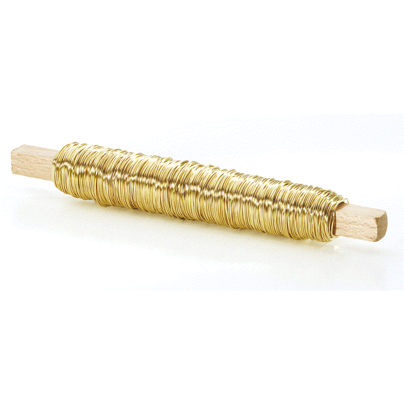 Fil Laiton Or sur Bâtonnet en Bois 0,50mm 100g