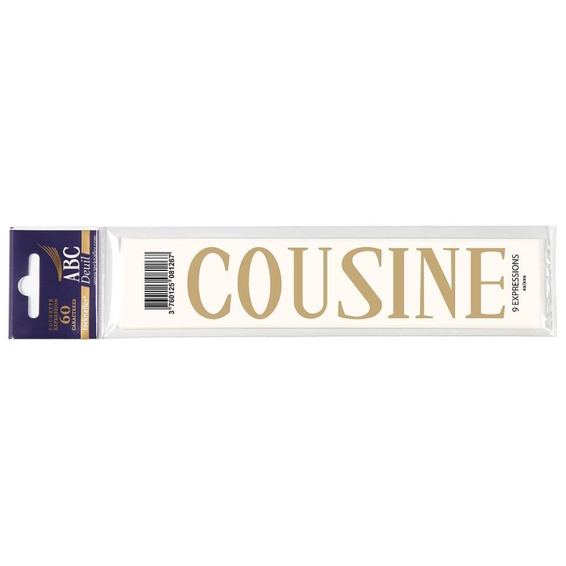 Mot Décalcomanie pour Ruban Mortuaire "COUSINE"
