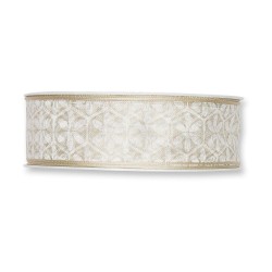 RUBAN TRANSPARENT IMPRIME MOTIF FLEUR 25mm x 20m_BEIGE
