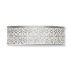 RUBAN TRANSPARENT IMPRIME MOTIF FLEUR 25mm x 20m_GRIS