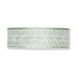 RUBAN TRANSPARENT IMPRIME MOTIF FLEUR 25mm x 20m_VERT