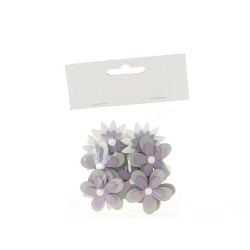 Sachet de 12 fleurs coloris parme autocollantes