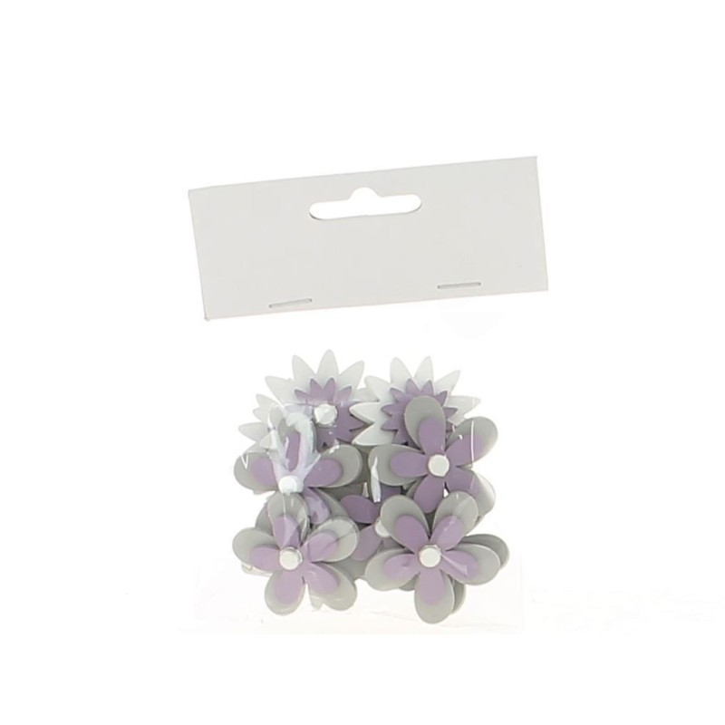 Sachet de 12 fleurs coloris parme autocollantes