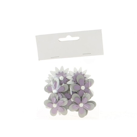 Sachet de 12 fleurs coloris parme autocollantes