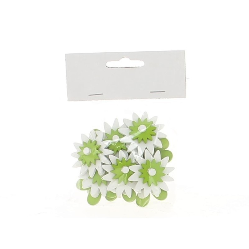 Sachet de 12 fleurs vertes autocollantes