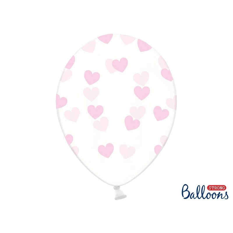 Ballon transparent coeur rose 30 cm lot de 6 pièces