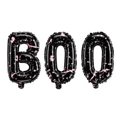 Ballon "BOO" 65x35cm Noir et rose