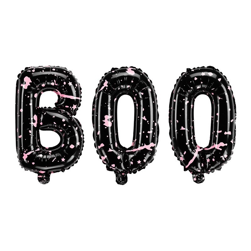 Ballon "BOO" 65x35cm Noir et rose