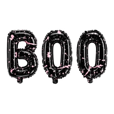Ballon "BOO" 65x35cm Noir et rose