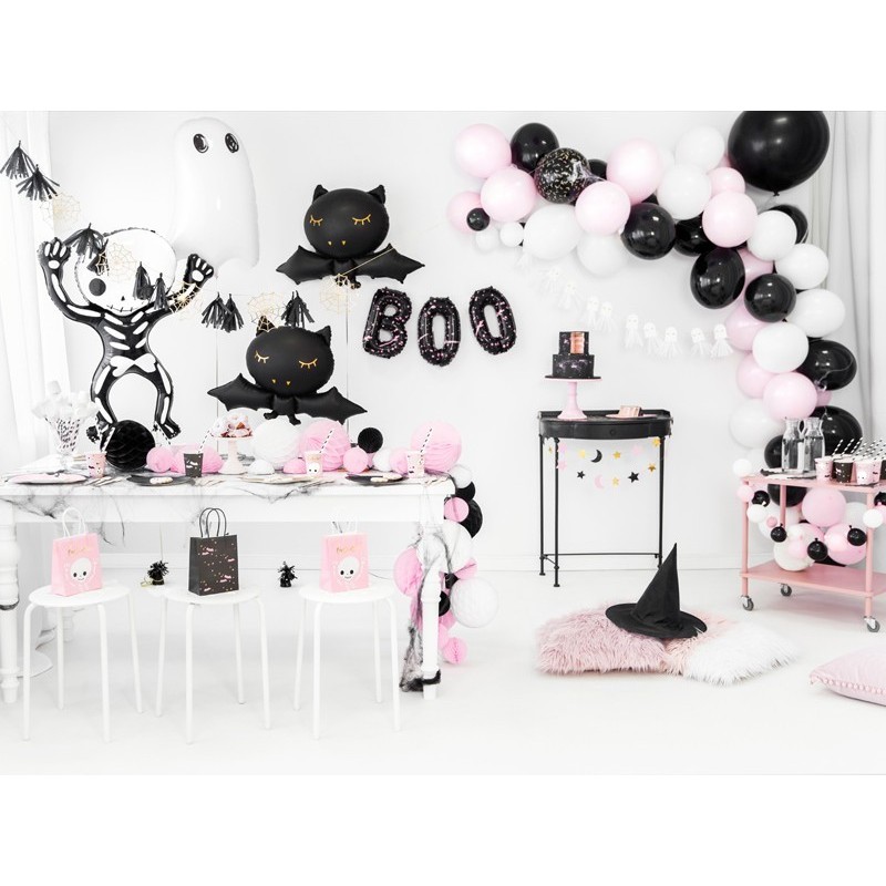 Ballon "BOO" 65x35cm Noir et rose