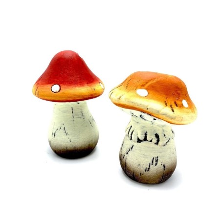 Champignon céramique orange 12x12xH15,5cm