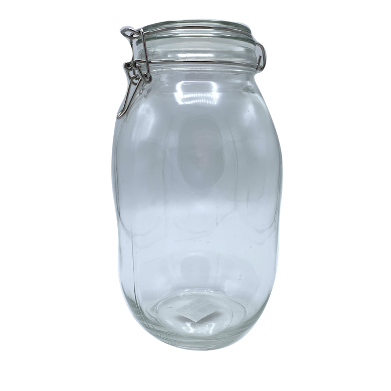 Bocal avec couvercle ouverture mécanique H26,5xø10 cm contenance 3000 ml