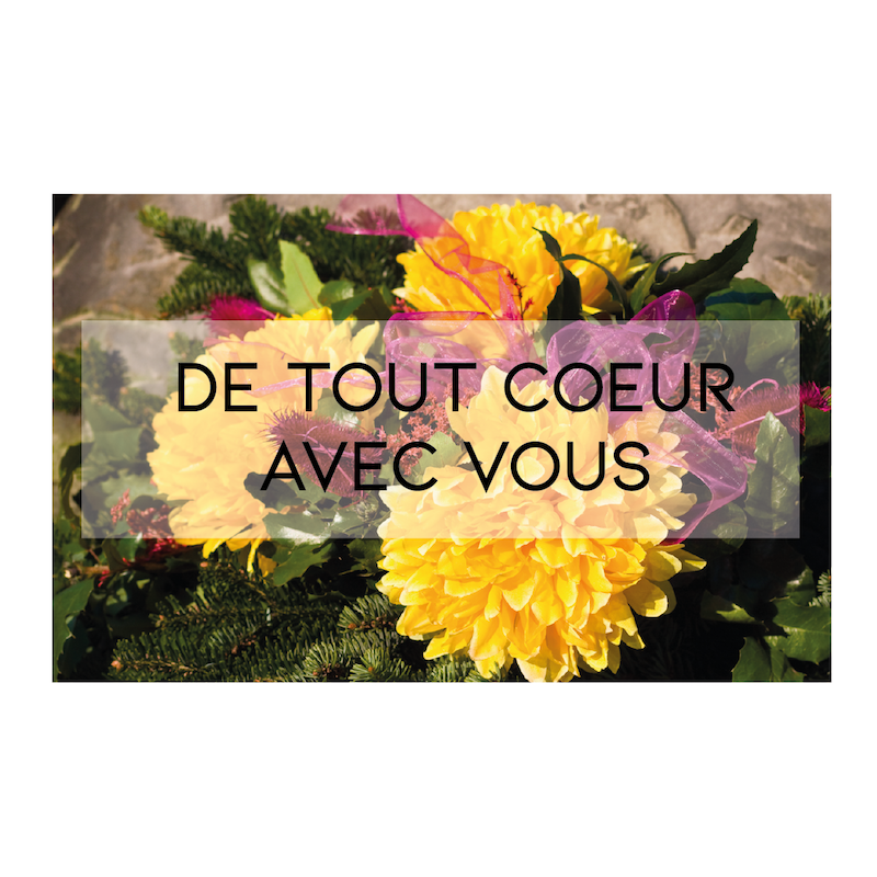 Carte message " DE TOUT COEUR AVEC VOUS"
