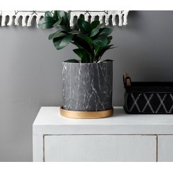 Pot Céramique Imitation Marbre Noir | Artiflor | Grossiste Fleuriste