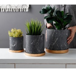 Pot Céramique Imitation Marbre Noir | Artiflor | Grossiste Fleuriste