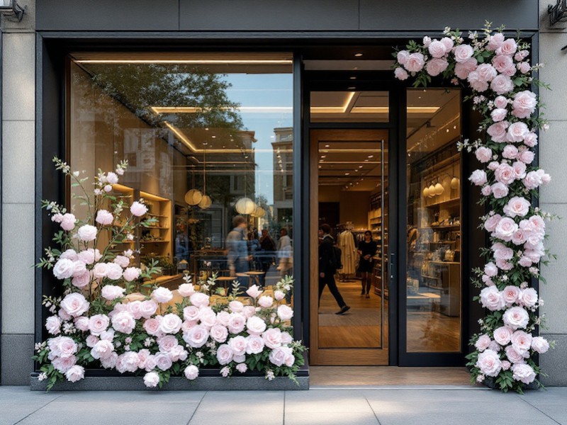 La décoration florale de façade, décorer une vitrine ou l'entrée d'un magasin